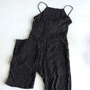 Abercrombie & Fitch Black & White Spotted Jumpsuit Women's Size Medium